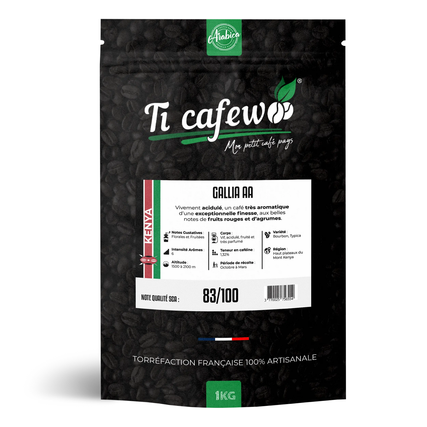Café Kenya AA - 100% Arabica - Torréfaction Médium Ti Cafew