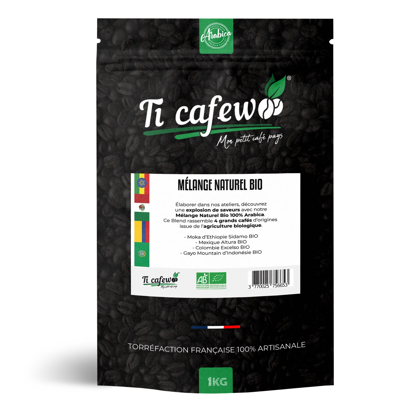 Café Mélange Naturel BIO - 100% Arabica - Torréfaction Médium Ti Cafew