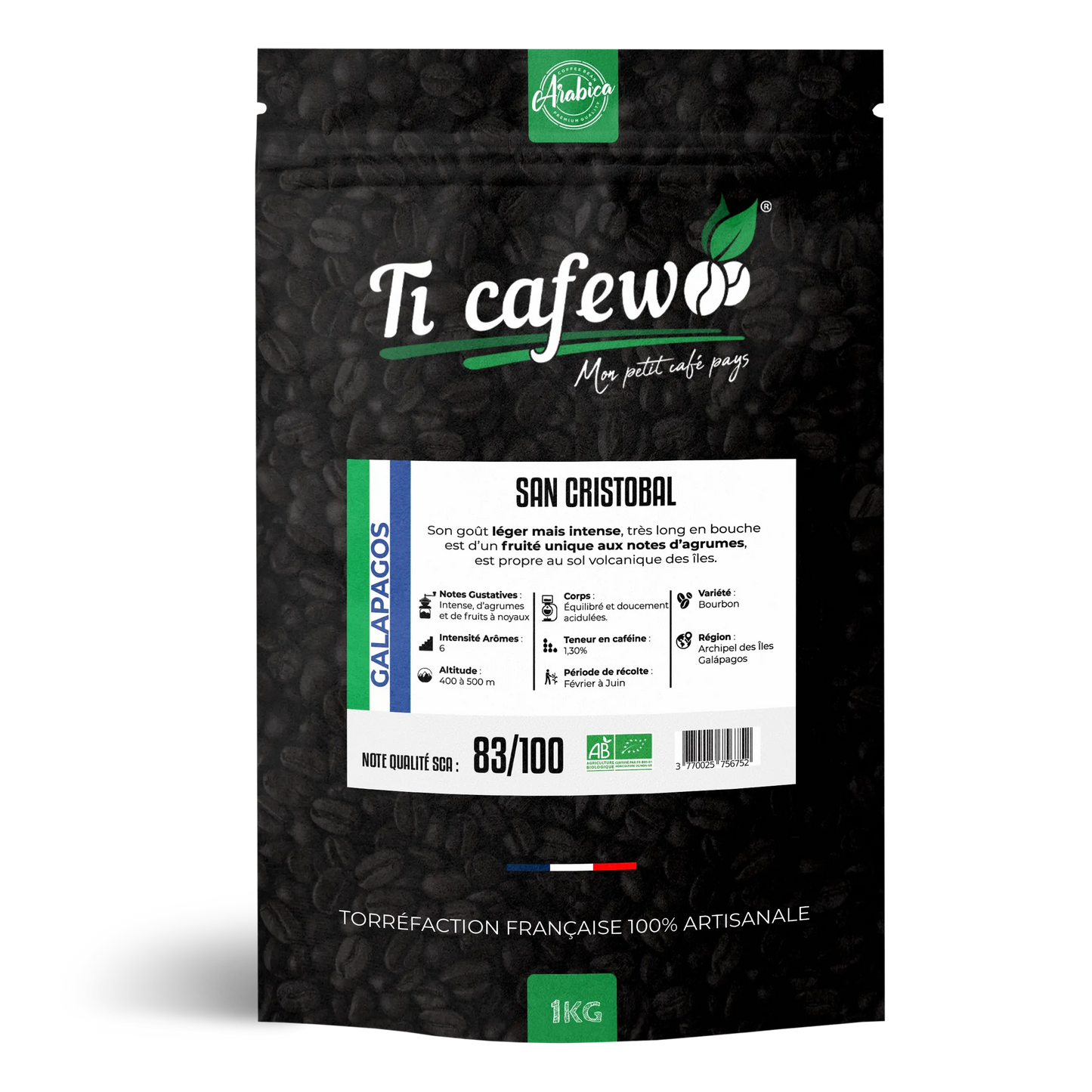 Café San Cristobal des îles Galapagos BIO - 100% Arabica - Torréfaction Médium Ti Cafew