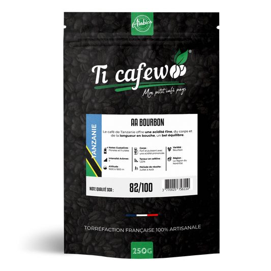 Café Tanzanie AA Bourbon - 100% Arabica - Torréfaction Médium  Ti Cafew