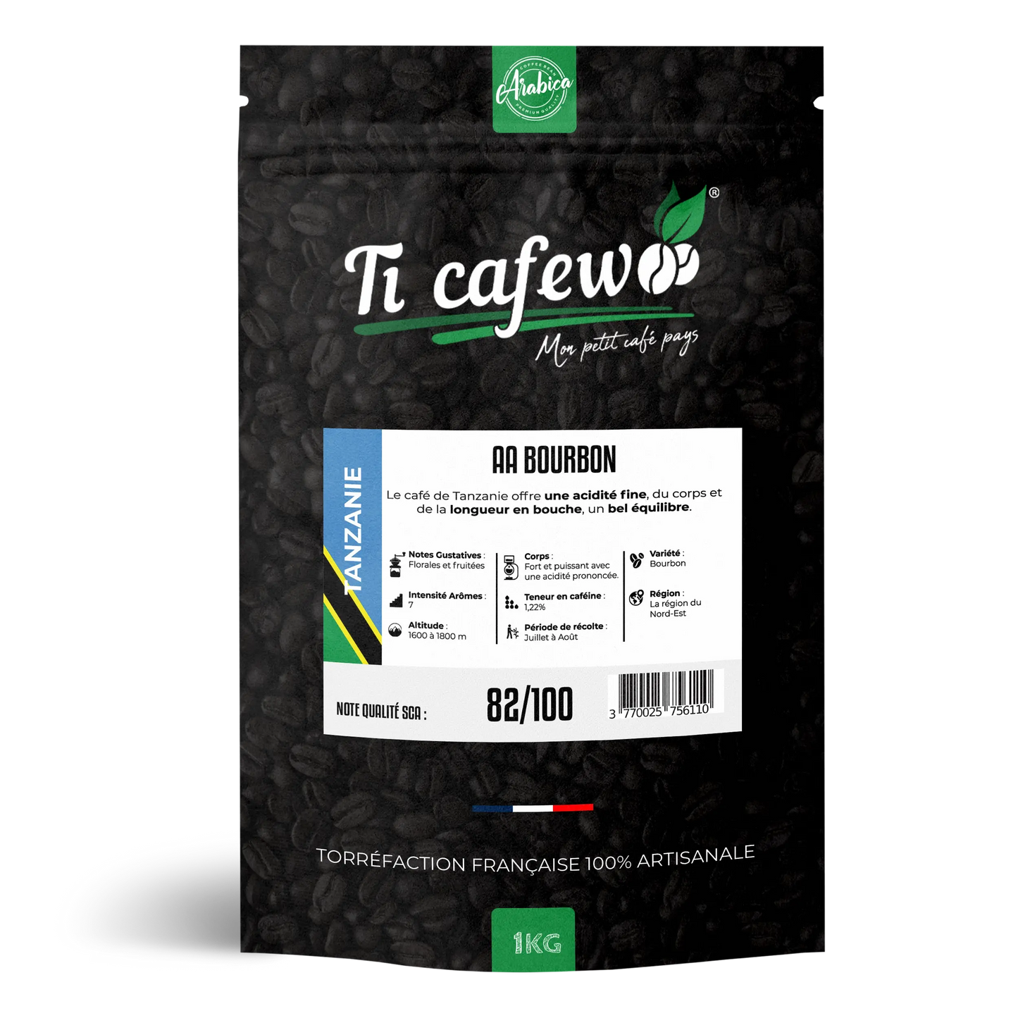 Café Tanzanie AA Bourbon - 100% Arabica - Torréfaction Médium Ti Cafew