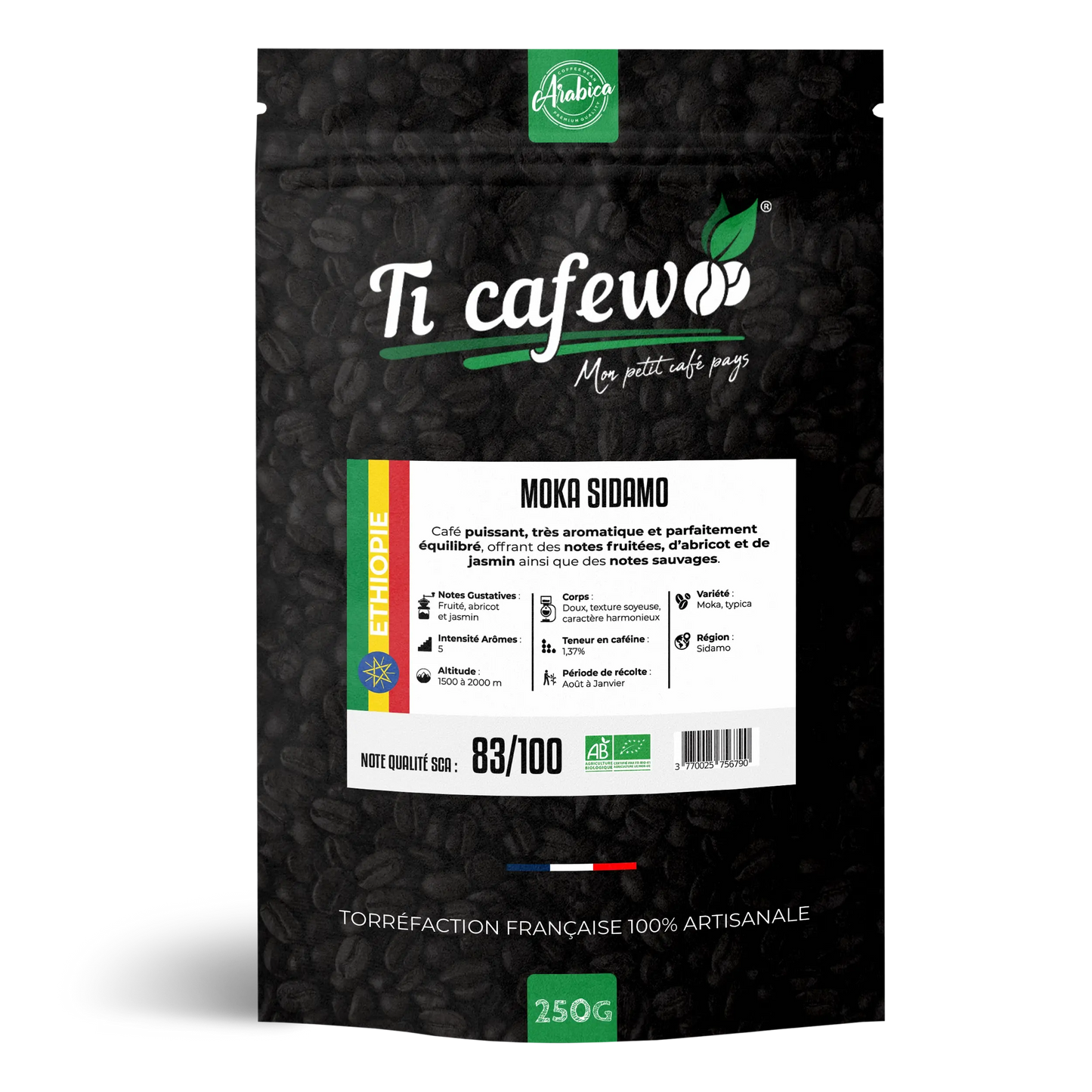 Moka Ethiopie Sidamo BIO - Café 100% Arabica - Torréfaction Médium