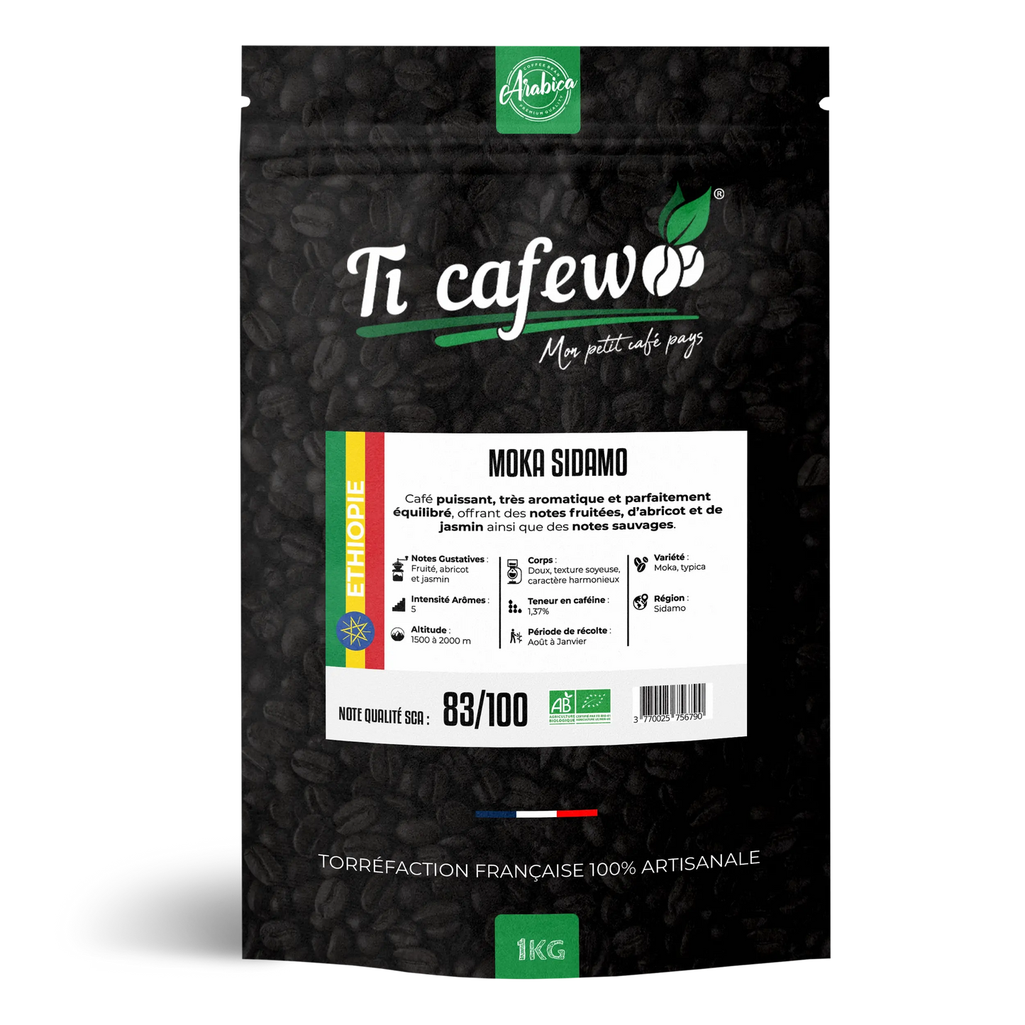 Moka Ethiopie Sidamo BIO - Café 100% Arabica - Torréfaction Médium