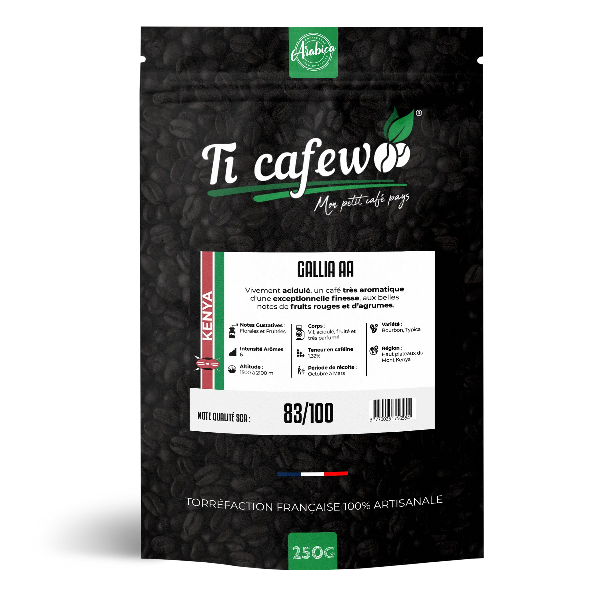 Café Kenya AA - 100% Arabica - Torréfaction Médium  Ti Cafew