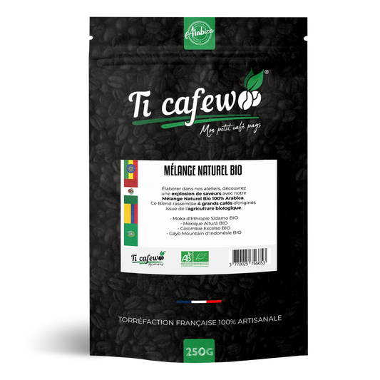 Café Mélange Naturel BIO - 100% Arabica - Torréfaction Médium  Ti Cafew