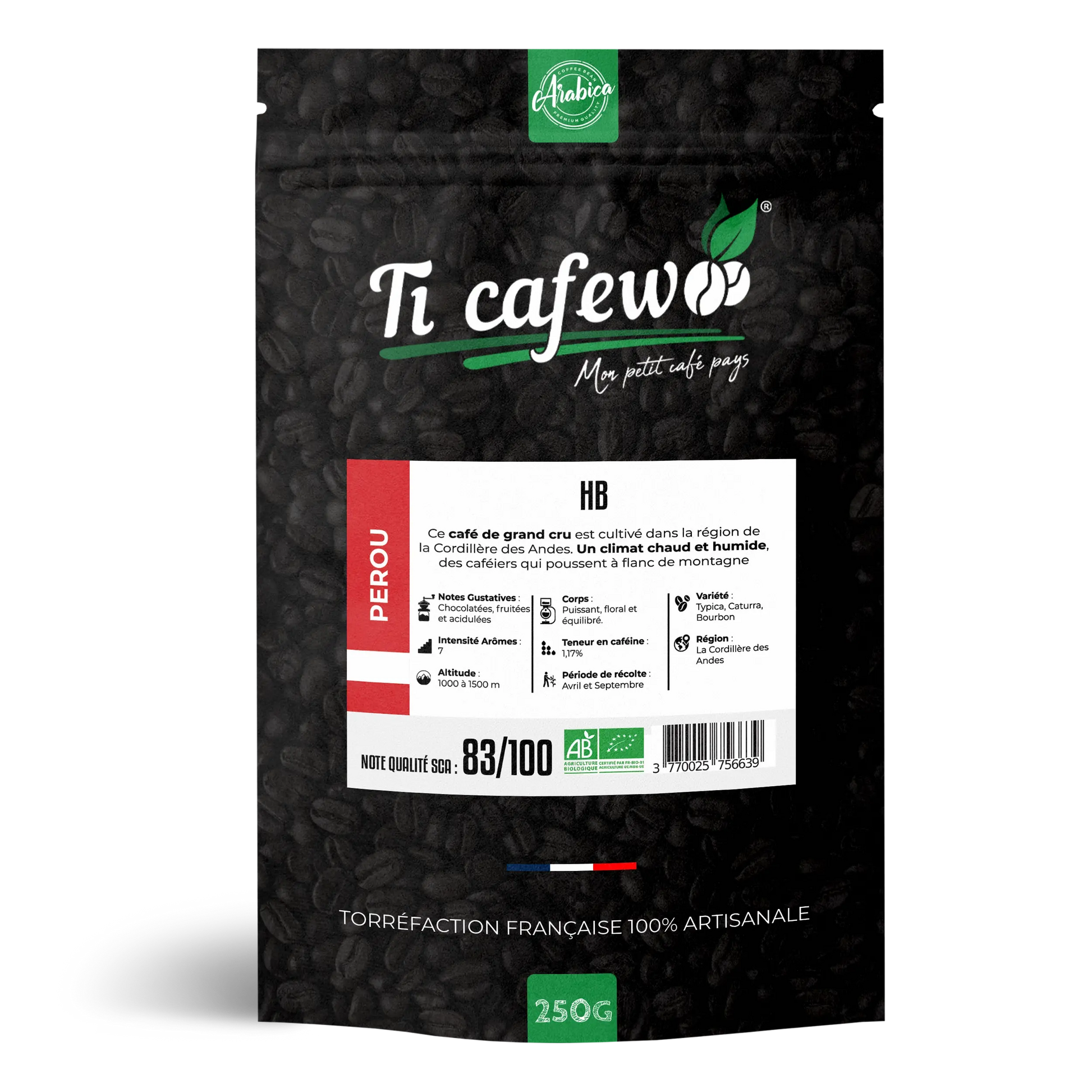Café Pérou HB BIO - 100% Arabica - Torréfaction Médium  Ti Cafew