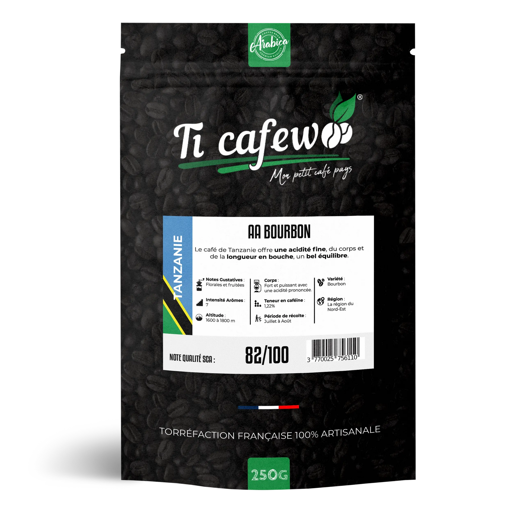 Café Tanzanie AA Bourbon - 100% Arabica - Torréfaction Médium  Ti Cafew