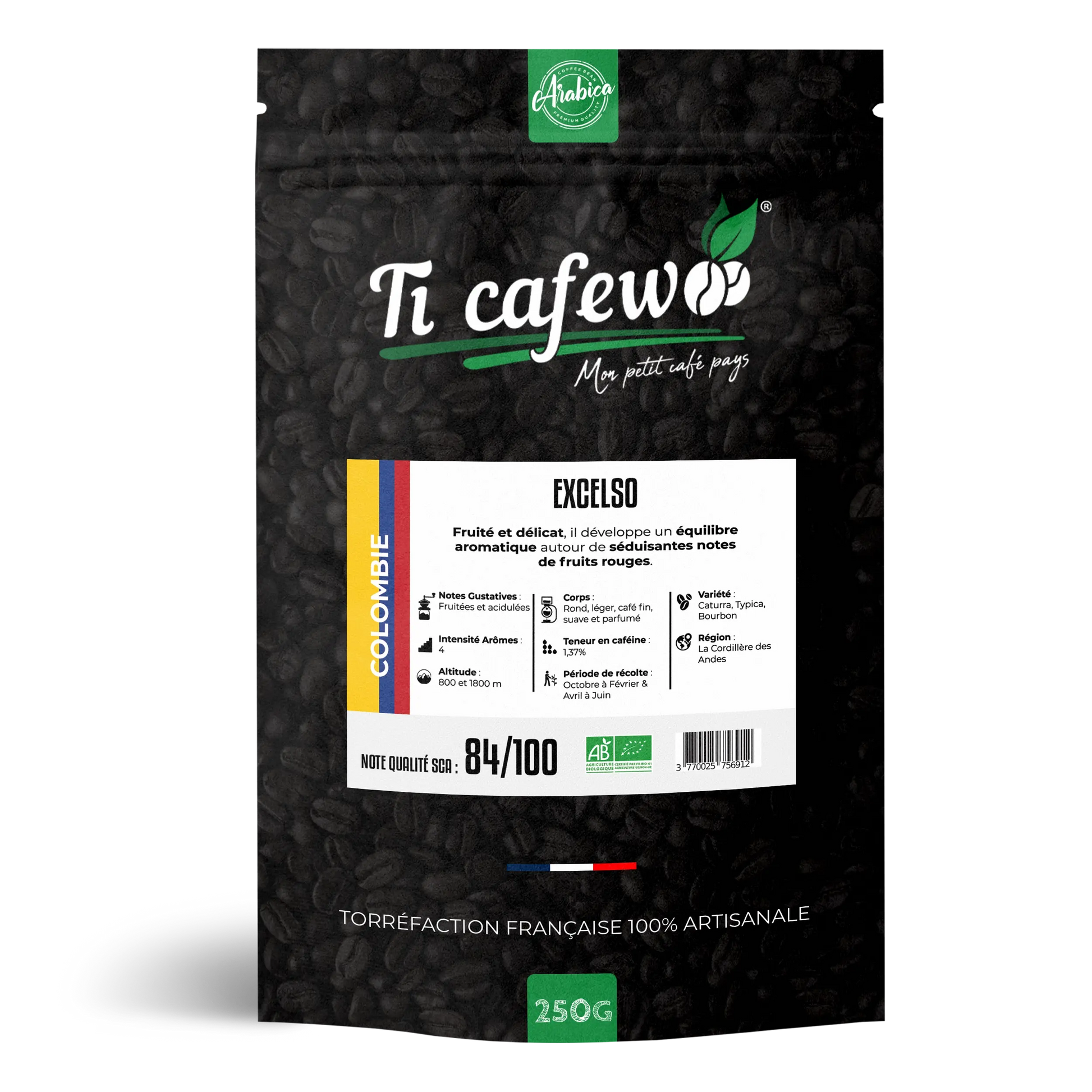 Colombie Excelso BIO - Café 100% Arabica - Torréfaction Médium 