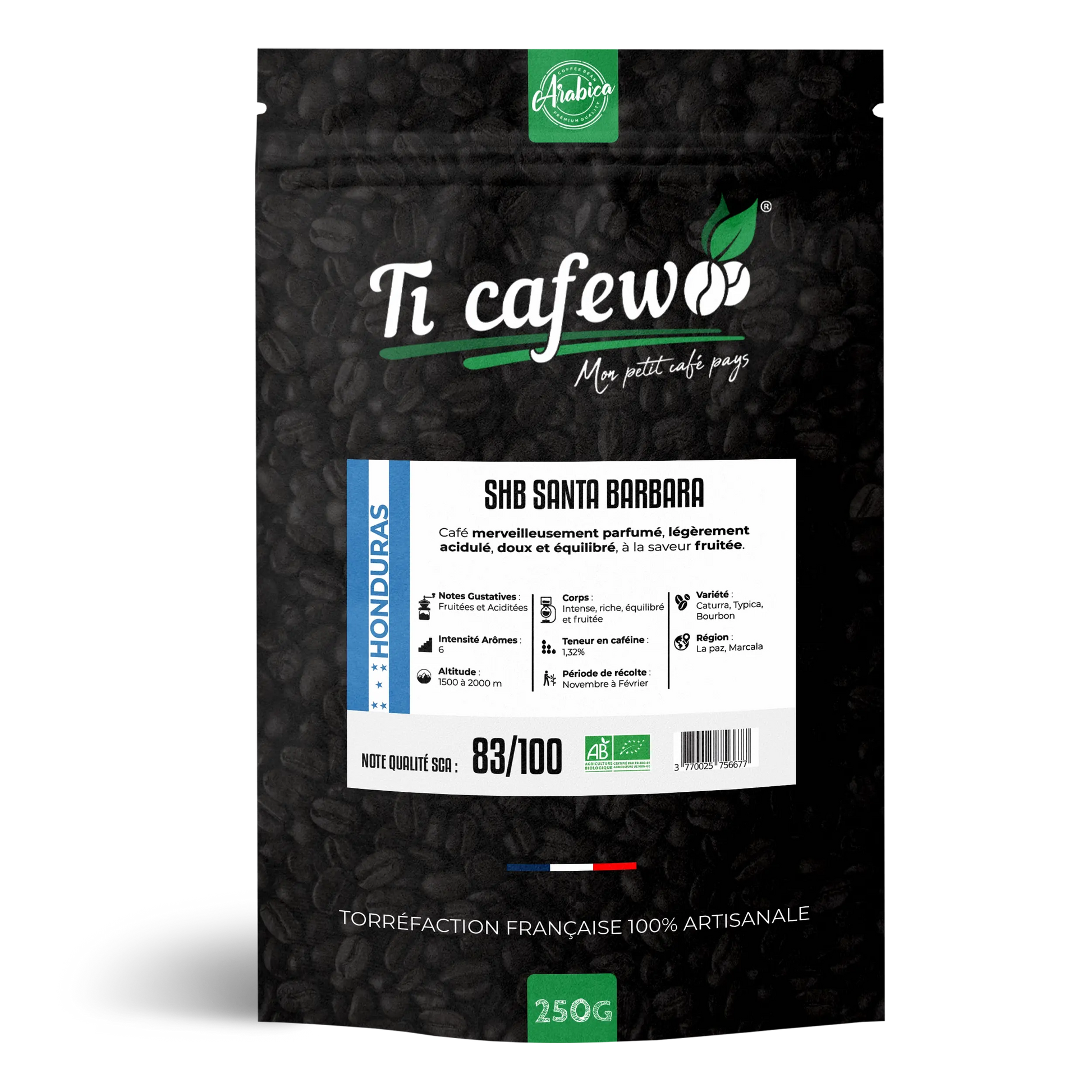 Honduras SHB Santa Barbara BIO - Café 100% Arabica - Torréfaction Médium 